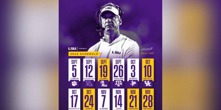 LSU releases 2026 football schedule