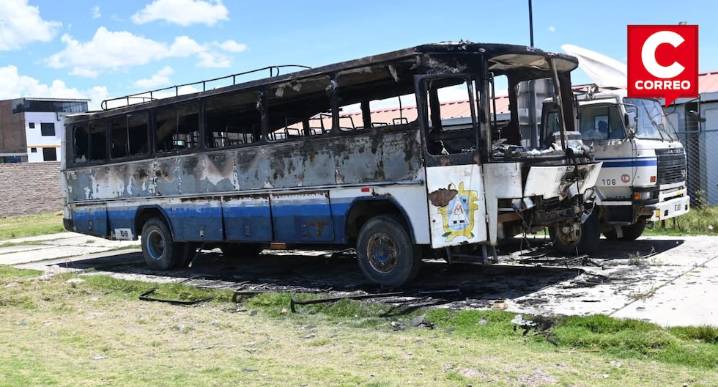 Jauja: Dos personas detenidas tras incendio de ómnibus del Instituto Pedro Monge