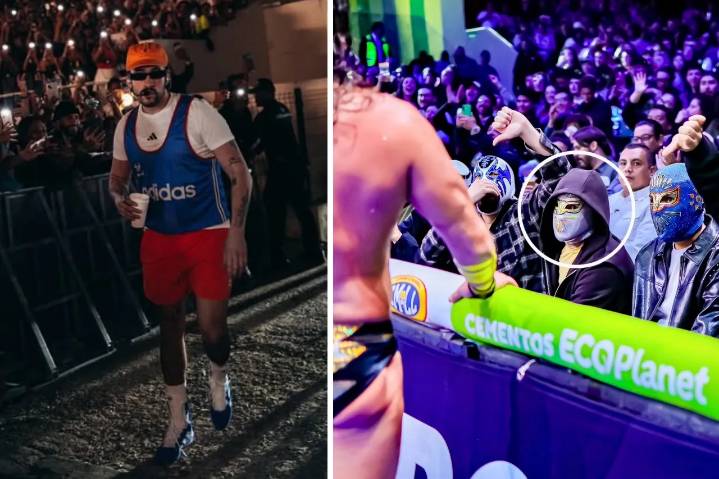 Bad Bunny asiste a evento de lucha libre disfrazado con máscara de Místico