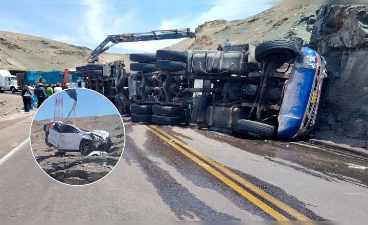 Arequipa: choque entre camión frigorífico y automóvil deja tres heridos