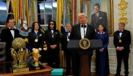Trump presents medals to Kennedy Center honorees in Oval Office
