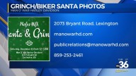Get free pictures with Biker Santa and The Grinch at Man O War Harley
