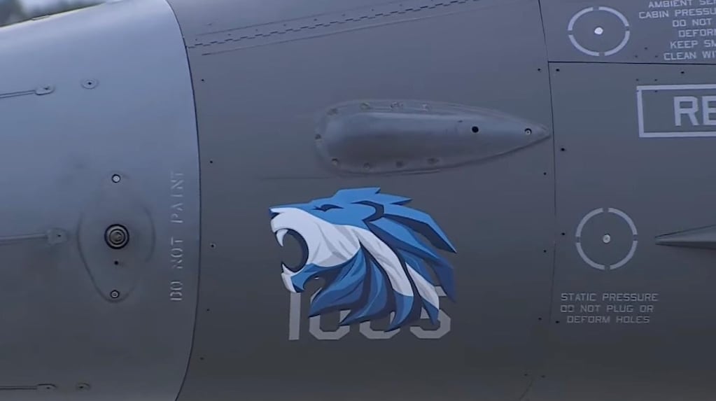 El Gobierno explicó por qué apareció un llamativo sticker con la silueta de un león en uno de los aviones F