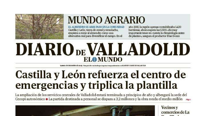 Portada de Diario de Valladolid del 1 de diciembre de 2025