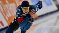Jordan Stolz wins, sets speed-skating track records − and survives a fall