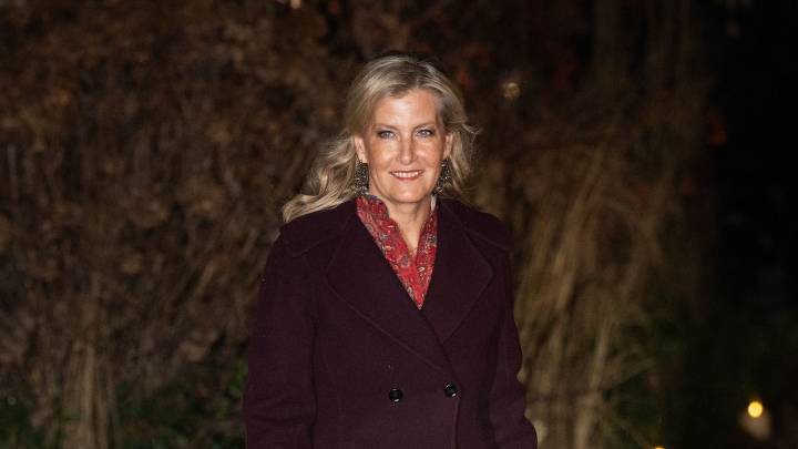 Purple perfection! The Duchess of Edinburgh is radiant as she arrives for the Together At Christmas carol concert