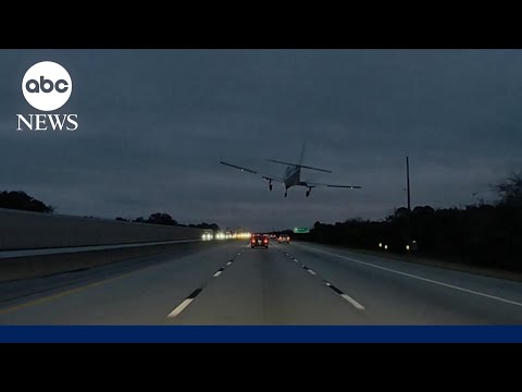 Plane crash lands on I-95 in Florida, hits car