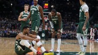 Bucks lose Antetokounmpo to injury early but rally past Pistons 113