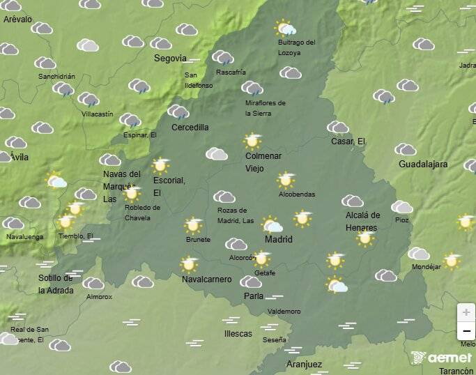 Cielo muy cubierto en los principales municipios de Madrid: así vienen las temperaturas, el viento y la humedad
