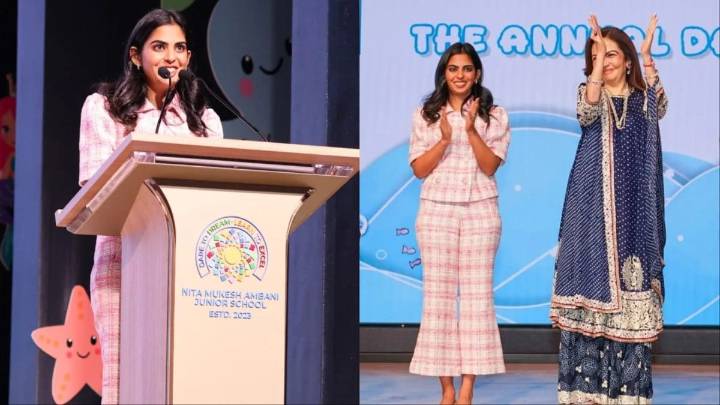 Nita Ambani’s Bandhani Elegance Meets Isha Ambani’s Chic Checks At School Event