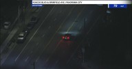 Los Angeles police in pursuit of a stolen vehicle in San Fernando Valley