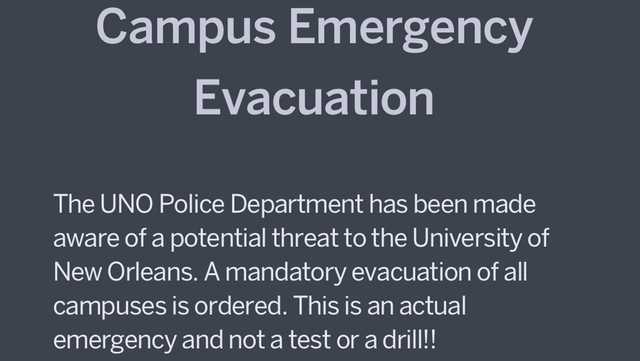 'Potential threat' forces mandatory evacuation of UNO campus