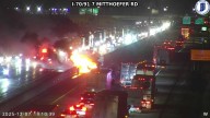 Vehicle fire causes traffic tie-up on Interstate 70 on east side of Indianapolis