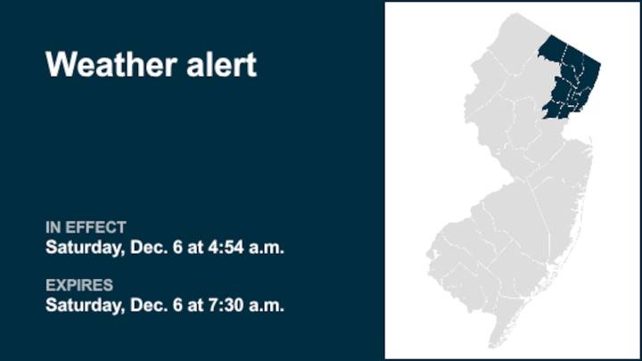 Update: Weather alert issued for 5 N.J. counties Saturday morning