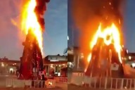 Árbol de Navidad es incendiado en protesta por asesinato de joven mujer en Michoacán
