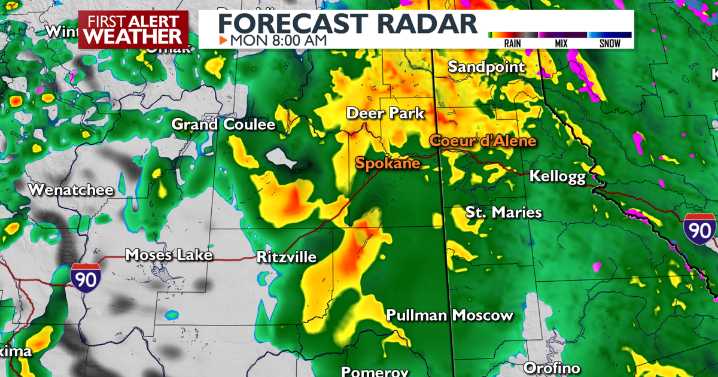 ⛅AM sun with a chance of PM rain for the Spokane area with warm conditions persisting