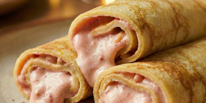 Rollitos de crepa con crema de rompope y piñón rosa: el postre gourmet perfecto para Navidad