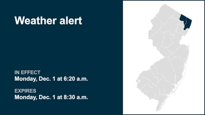 Weather alert active for Bergen County Monday morning