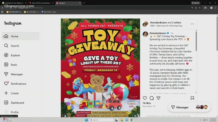 SWV's Coko Gamble, Tamiya Davis, LaTroy Brinkley launch holiday toy giveaway for Hampton Roads kids