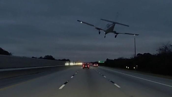 VIDEO: See the moment a plane crashes into a car on I