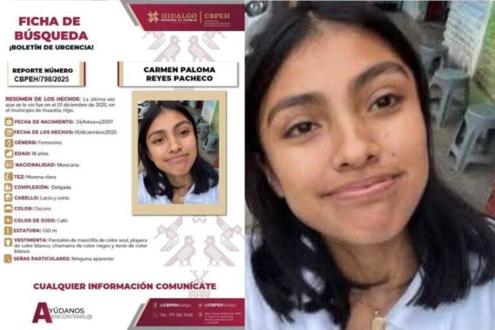 Solicitan apoyo para localizar a Carmen Paloma Reyes Pacheco, desaparecida en Huautla