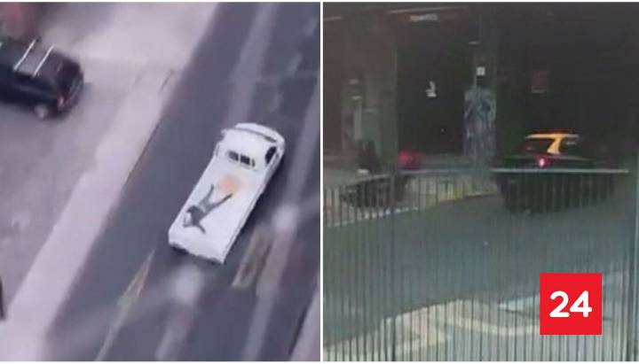 Cinematográfica fuga: motochorro saltó a camión tras detención ciudadana en Santiago