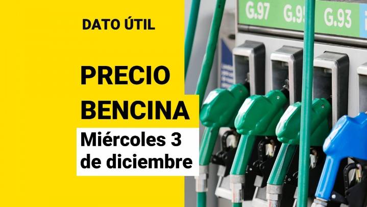 ¿Cuál es el precio de la bencina este miércoles 3 de diciembre?