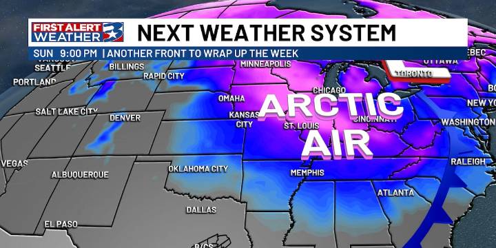Cold front to bring scattered showers Sunday morning