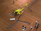 Cayó un helicóptero sobre las canchas de tenis del ex circuito KDT de Palermo