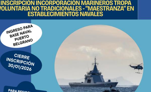 Armada: se abrió la inscripción para Marineros Tropa Voluntaria No Tradicionales