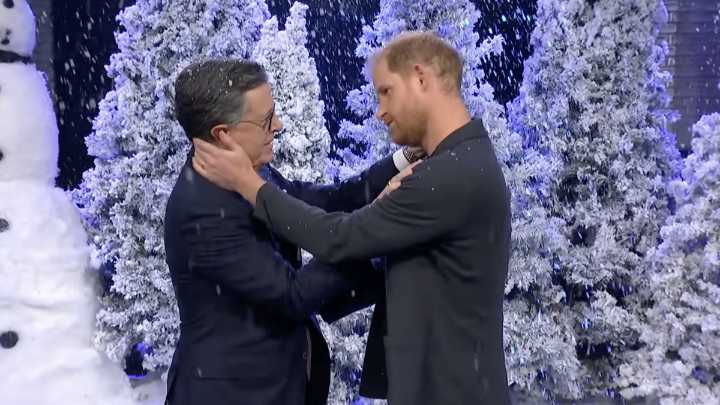 Prince Harry crashes Stephen Colberts late show to audition for a Hallmark movie
