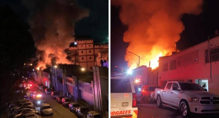 Se incendia edificio abandonado en Nogales, Sonora cerca de garita Dennis de Concini; desalojan zona