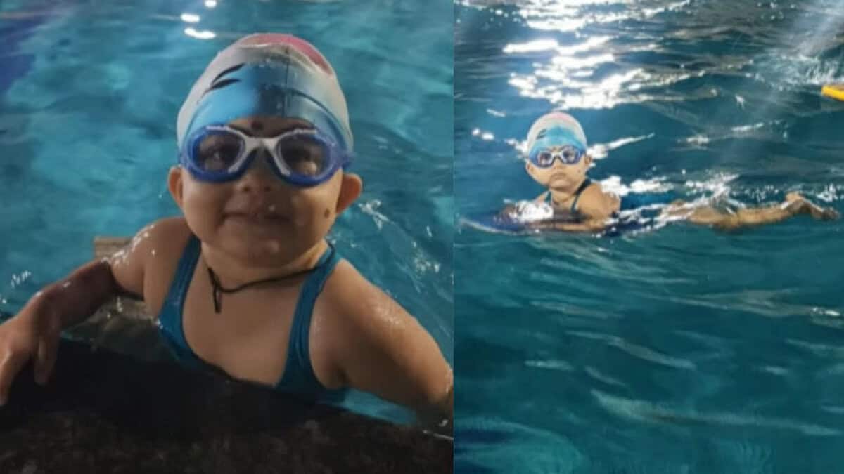1-year-old completes 100 meter swim, enters India’s Book of Records