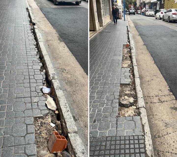 Arreglaron el hundimiento pero la vereda quedó toda rota