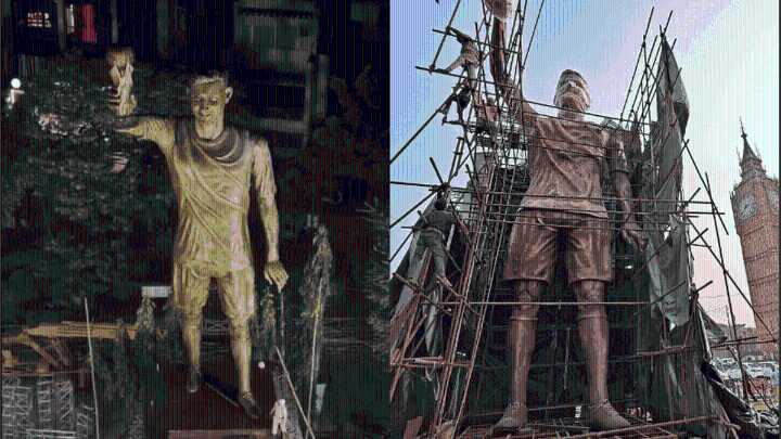 La impactante estatua gigante de Lionel Messi en la India