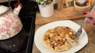 These apple and cranberry pancakes are the ultimate cozy, protein