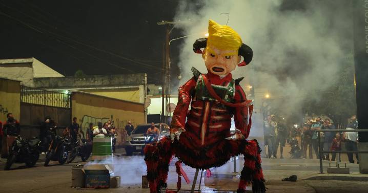 'Evil' Donald Trump effigies set ablaze by protestors in 'Burning of the Devil' Christmas event