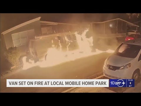 'Like a mafia hit': Neighbors search for answers after van set on fire at Riverview mobile home park
