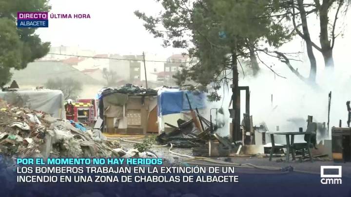 Incendio en una zona de chabolas de Albacete
