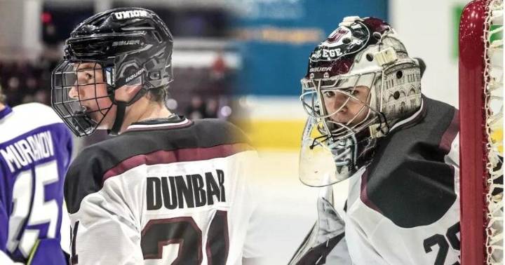Union men's hockey goalie Gillespie, defenseman Dunbar honored by ECAC Hockey