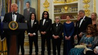 Trump awards medals to the Kennedy Center honorees in an Oval Office ceremony