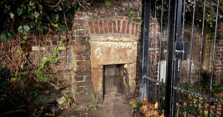 The fireplace that now faces London street after surviving bomb during the Blitz
