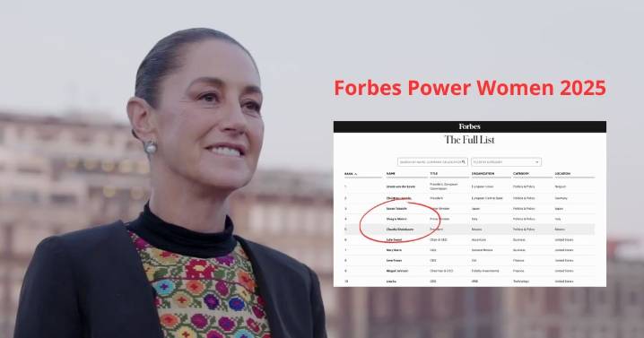 Sheinbaum destaca en los primeros lugares del ranking Forbes de mujeres más poderosas 2025
