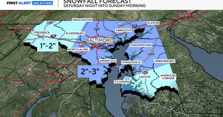 Accumulating snow and cold weather coming to Maryland this weekend