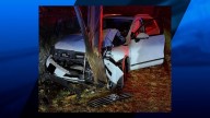 Driver hospitalized after crashing into telephone pole in Jamestown