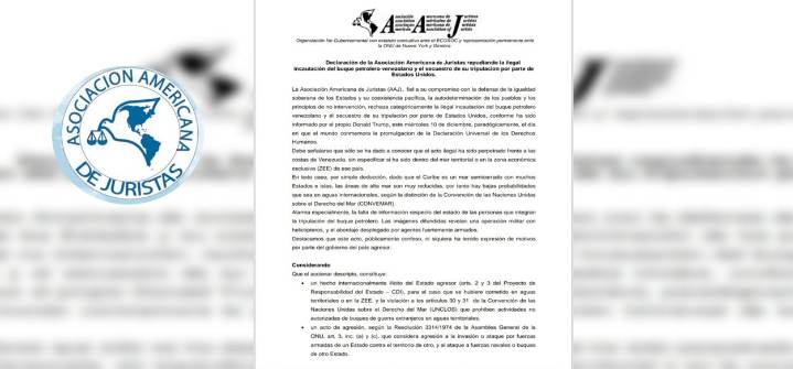 Asociación Americana de Juristas condenó robo de buque petrolero venezolano por parte de EE.UU.
