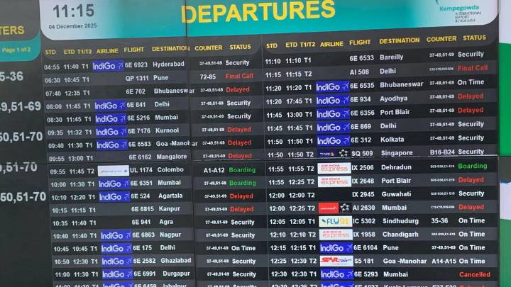 102 IndiGo flights cancelled at Bengaluru airport as disruptions continue for fourth day in row