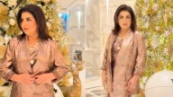 Farah Khan Dazzles In Dubai In A Rose Gold Pant Suit, Fans Call Her ‘Golden Pari’
