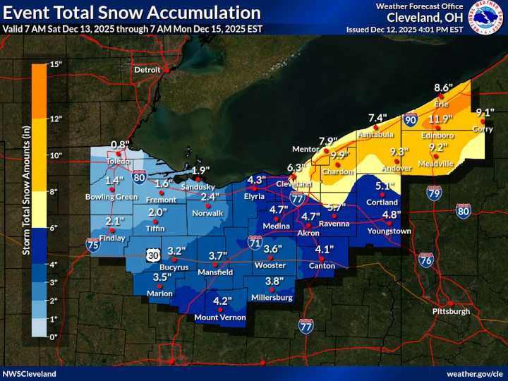 Wintry weekend timeline for NE Ohio: Snow Saturday, lake-effect and Arctic cold Sunday
