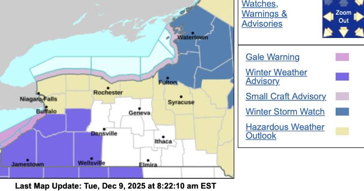 Winter weather advisory issued for Wyoming County